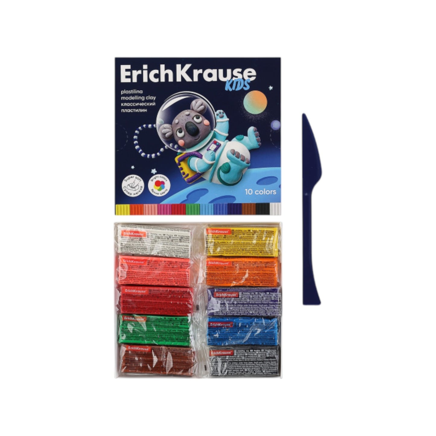 Erich Krause Colored Clay 10 Pieces with Modeling Tool 180g - Model 61331