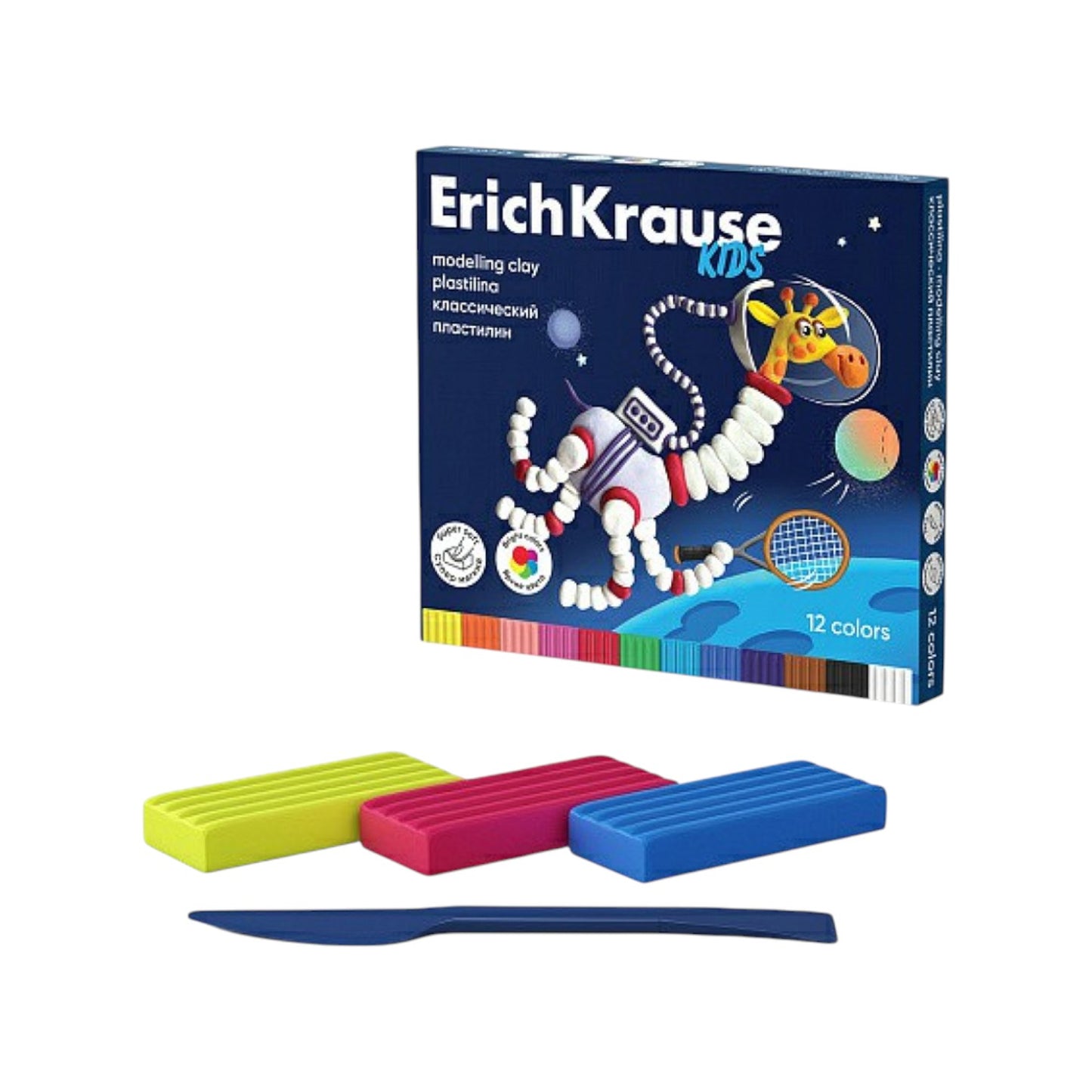 Erich Krause Colored Clay 12 Pieces with Modeling Tool 216g