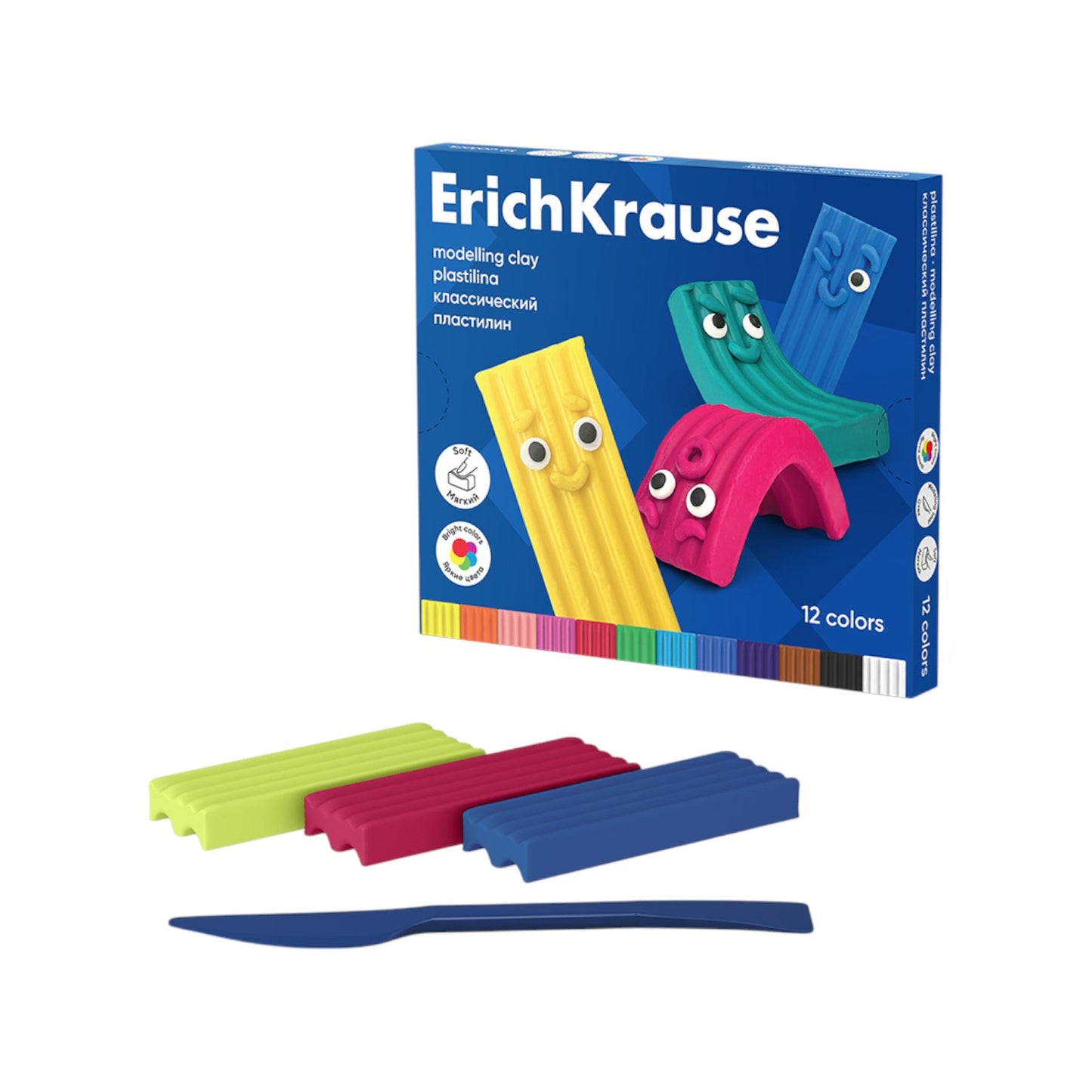 Erich Krause Color Friends Colored Clay with Molding Tool – 12 Pieces 180g