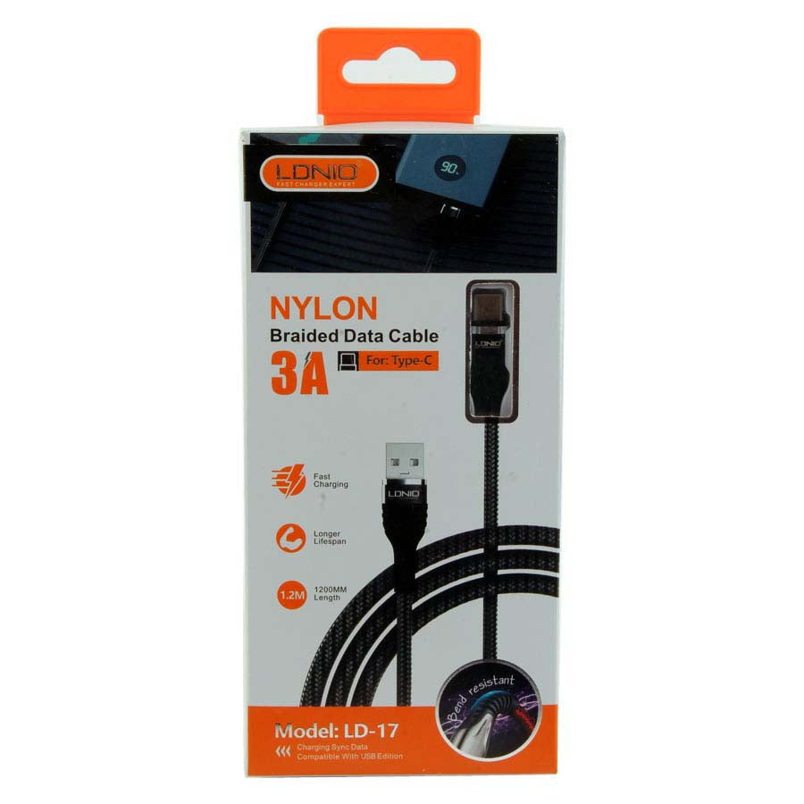 Data cable Nylon Braided - Type C Fast Charging - 1.2m LDNIO KX3479