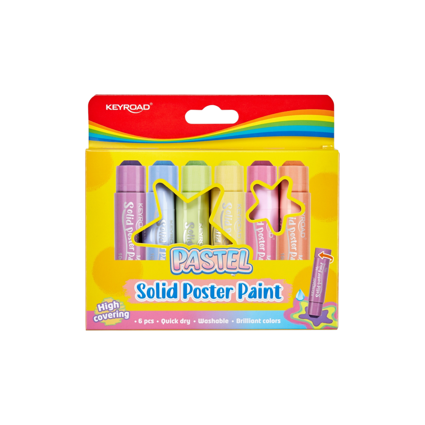 Keyroad Pastel Poster Colors - 6 Washable Quick-Dry Colors - Model KR972650