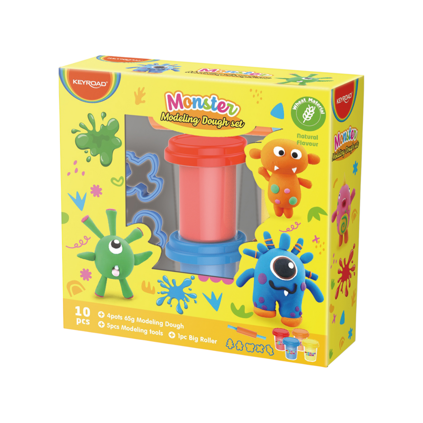 Keyroad Clay Pieces – 260g Assorted Colors – 6 Jars + Rolling Pin + 5 Molds