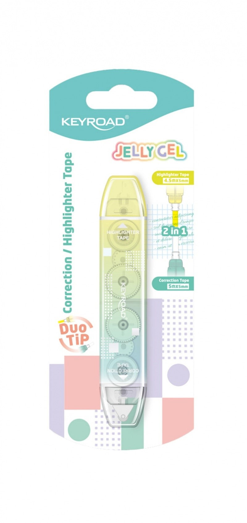 Keyroad Correction Tape 5 mm × 5 m + Highlighter 5 mm × 4.5 m 2×1, 1 Piece on Card