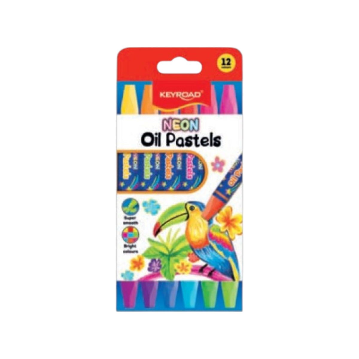 Keyroad Neon Oil Pastel Wax Crayon Set, 12 Colors, Hexagonal Shape, Model KR973157