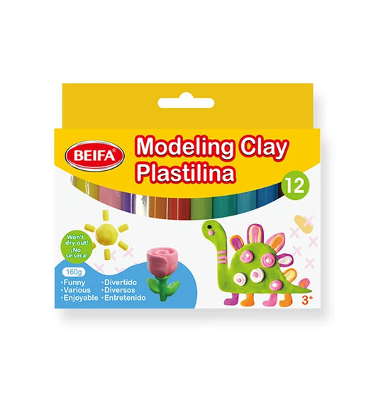 Beifa Colored Modeling Clay 12 Sticks 160g – DK112-12B2