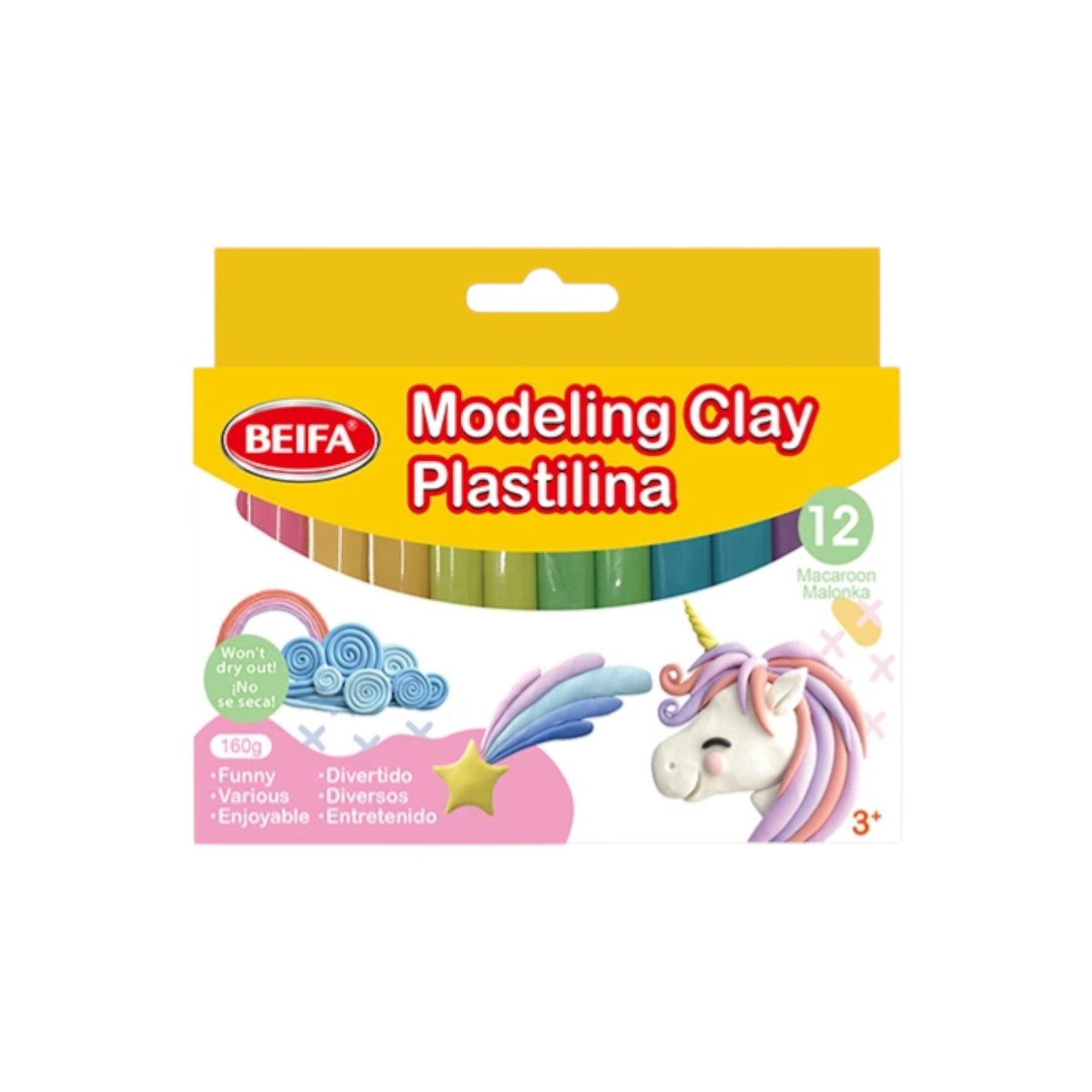 Beifa Pastel Modeling Clay, 12 Sticks, 160g, Model DK112-12B1