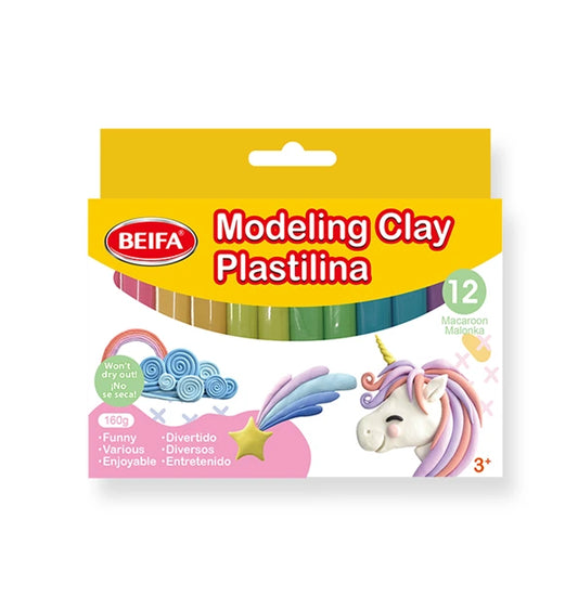 Beifa Pastel Modeling Clay, 12 Sticks, 160g, Model DK112-12B1