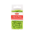 Elite Stationery House Beifa 50mm green paper clips in a clear plastic storage box