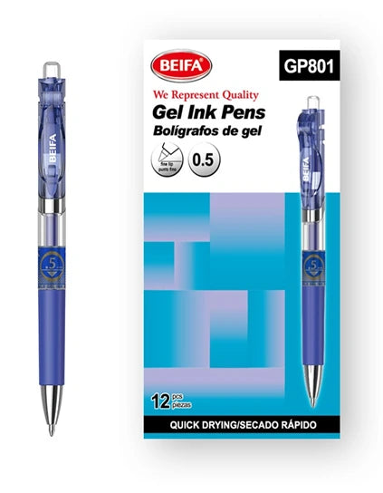 Beifa Fast Dry Gel Pen 0.5mm Model GP801-02B7  - 1 Pen