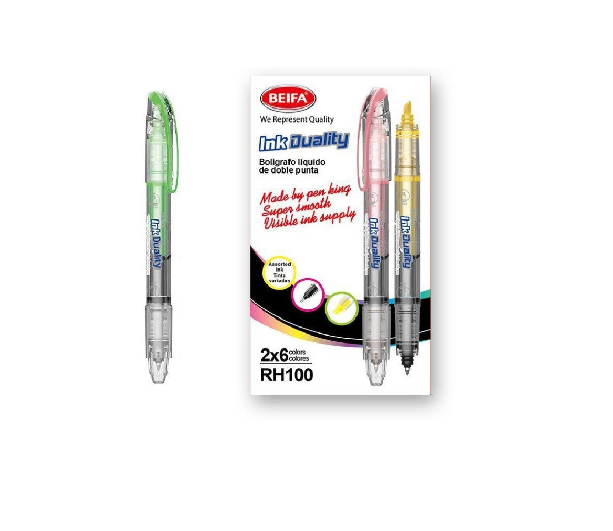 2-in-1 Dual Pen –&nbsp; Highlighter + Black Ink Pen 0.5 mm – Beifa