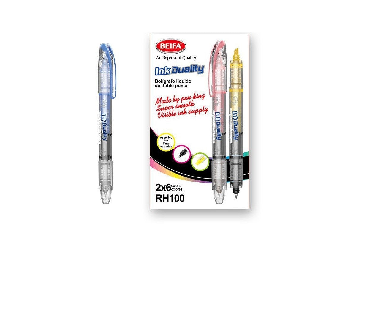 2-in-1 Dual Pen –&nbsp; Highlighter + Black Ink Pen 0.5 mm – Beifa