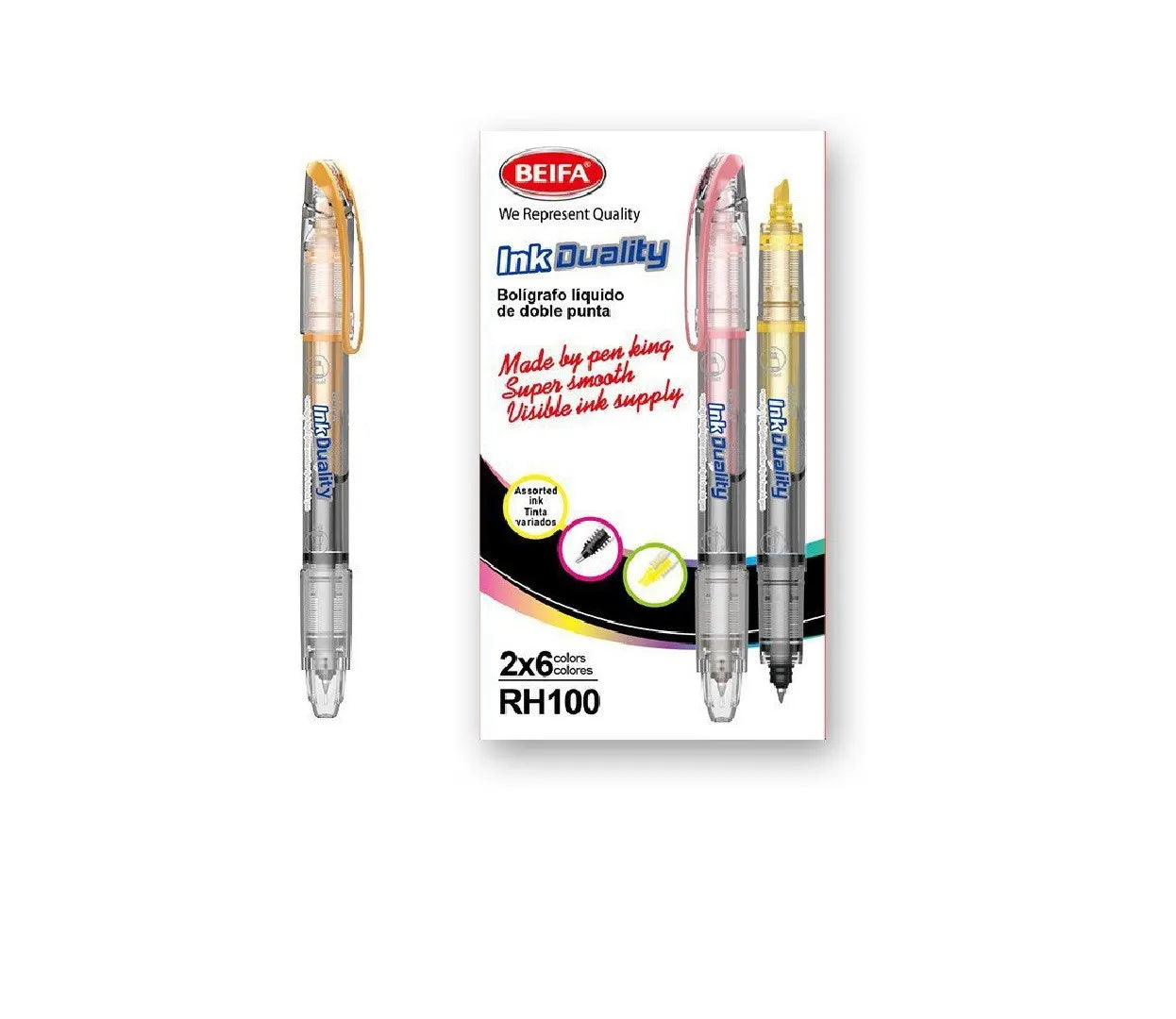 Beifa Dual Pen 2 in 1  Highlighter + Black Ink Pen 0.5 mm  RH100-12B1 - 1 Pen