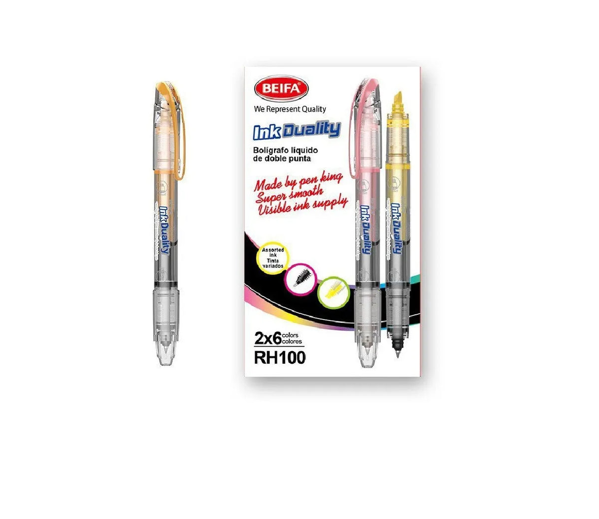 Beifa Dual Pen 2 in 1 Highlighter + Black Ink Pen 0.5 mm RH100-12B1 - 1 Pen