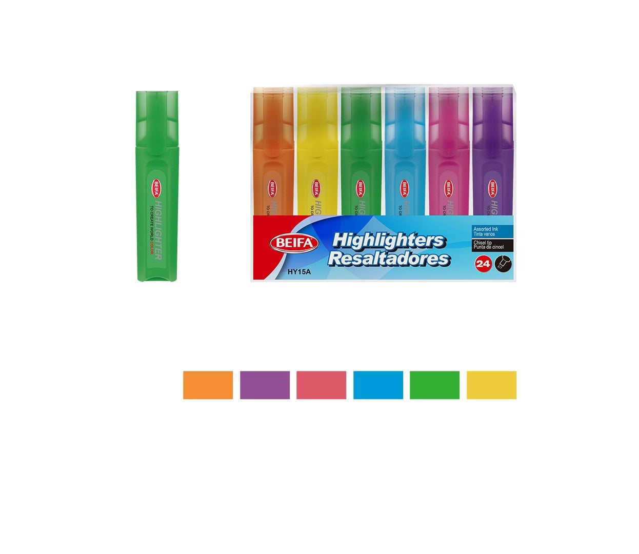 Beifa Fluorescent Chisel Pen – Model HY15A-24V1