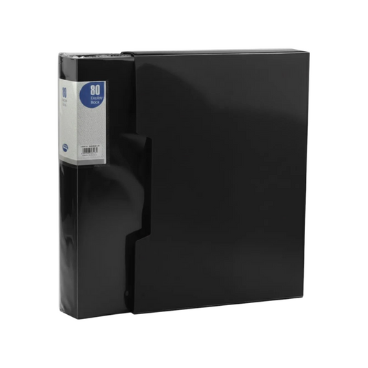 Elite Stationery House A4 display book with 80 pockets and black reinforced plastic cover