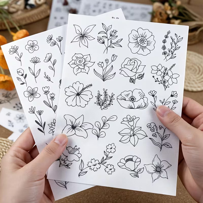 2pcs Fresh Floral Water-Soluble Embroidery Stickers for Beginners