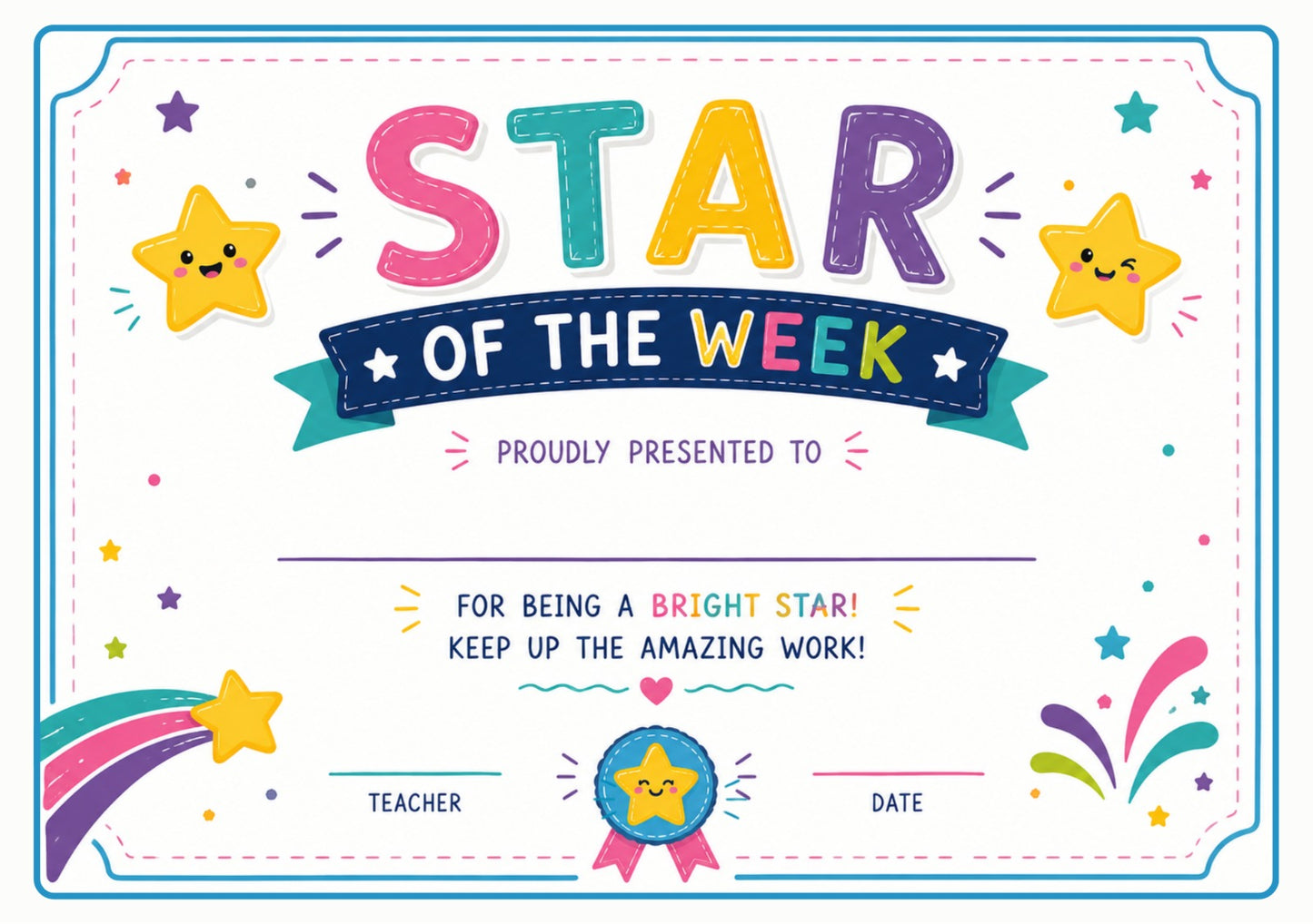 Star Of The Week  Certificate - Pack of 20