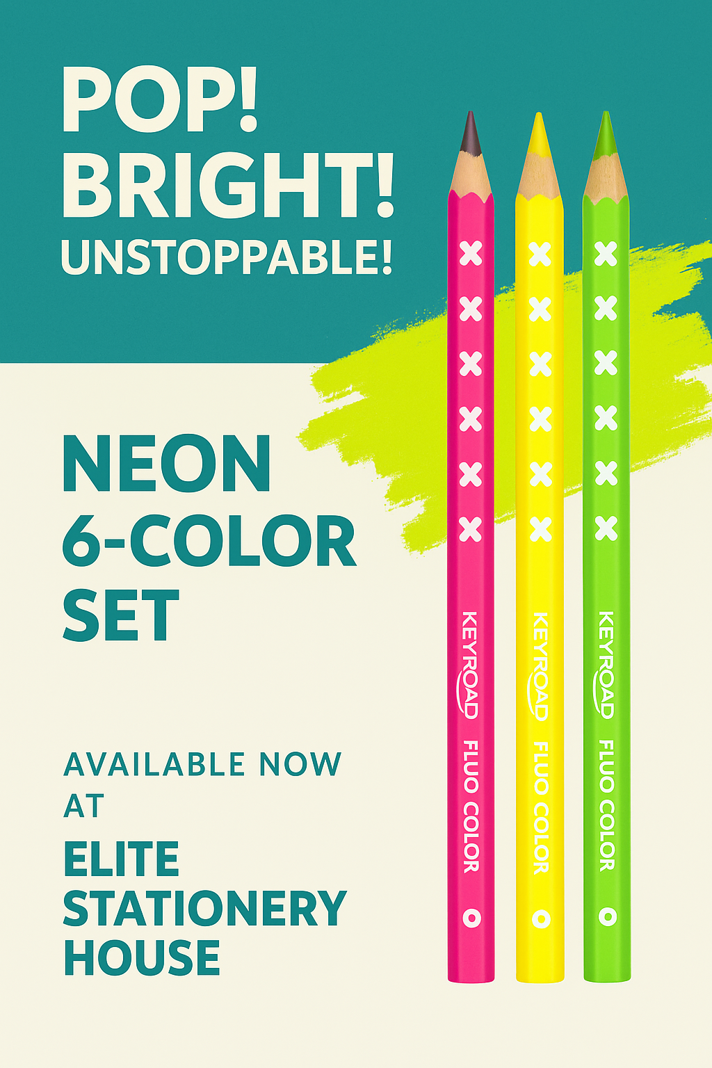 Keyroad Metalic, Neon &amp; Pastel Colored Pencils, 6 Colors, 3 Shades