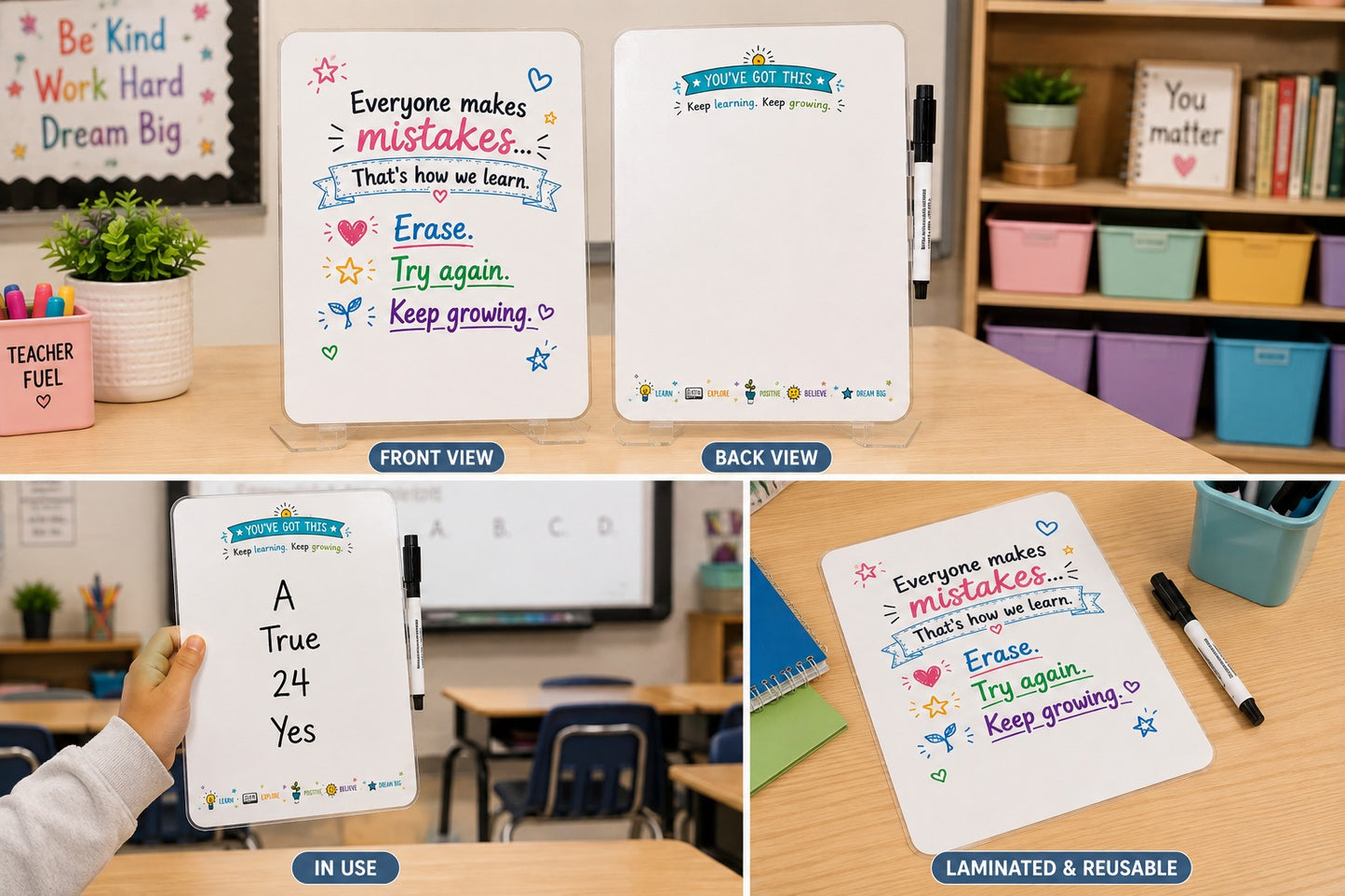 First Day of School Dry-Erase Response Board | Laminated Student Gift | Reusable Classroom Resource