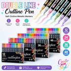 Double Line Outline Pen, Self-Outline Metallic Markers, 12/24/36/48 Colors