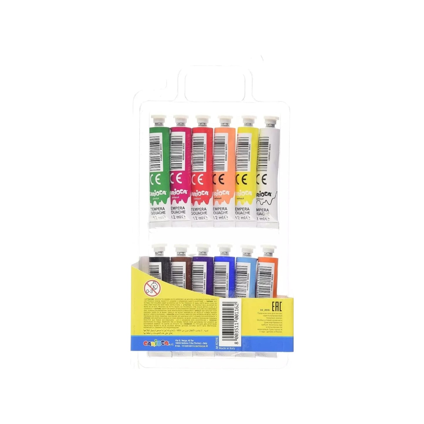 Carioca tempera gouache 12 ml - ko116, set of 12 pieces, multi color