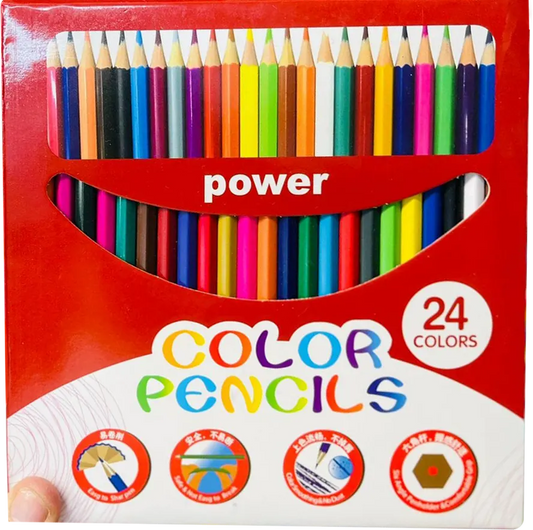 Power Wood Color Box, 24 Colors, Long, Box, Multiple Colors