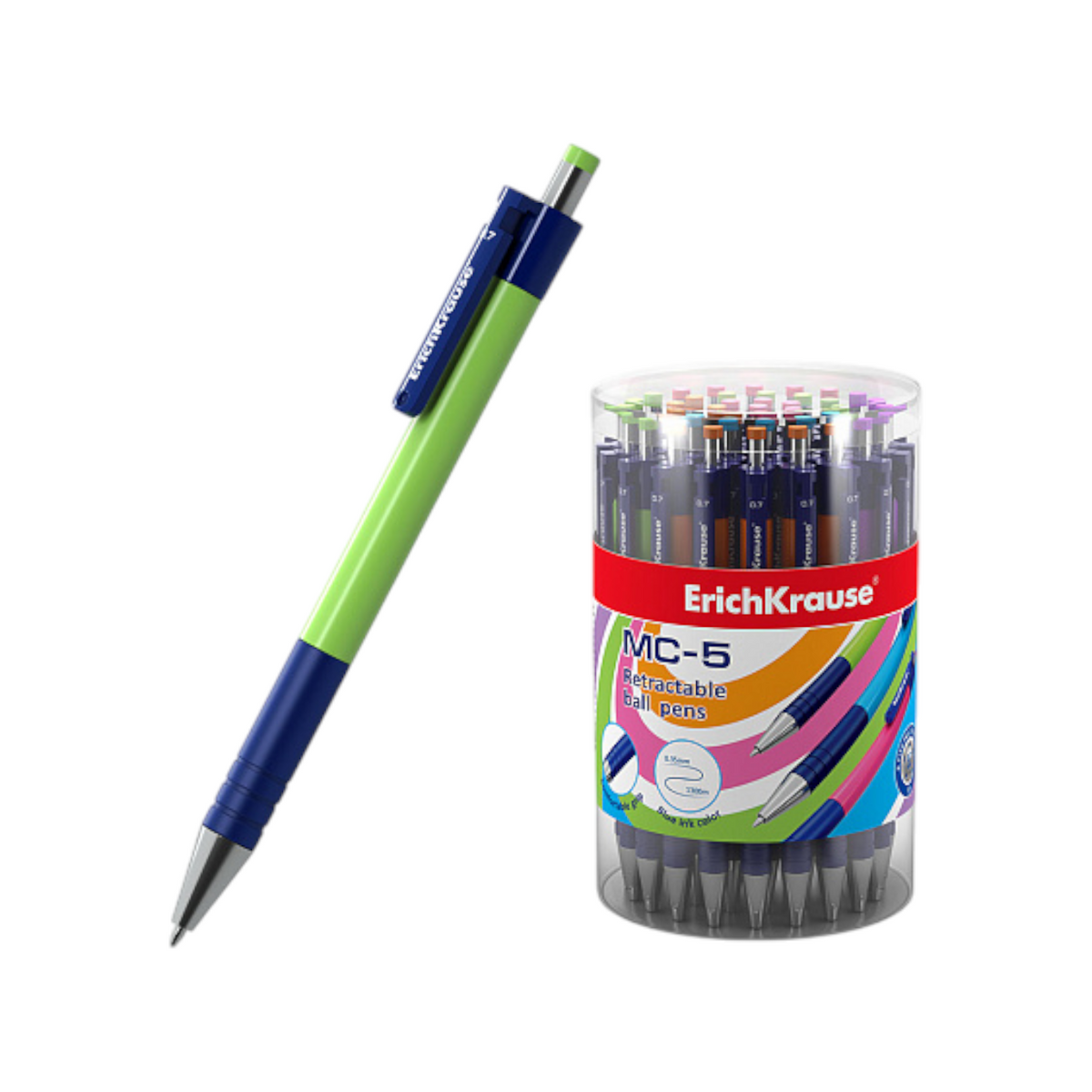 Retractable Ballpoint Pen Erich Krause MC-5 Matic & Grip 0.7, ink Blue - 1 Pen