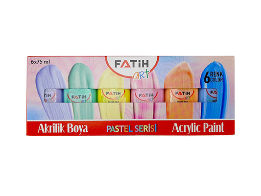 Fatih 55510 acrylic pastel Paint, 75 ml – Set of 6 Colors