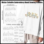 Water-Soluble Embroidery Stabilizer, Pack of 3 Floral Designs, Suitable for Embroidery Patterns,