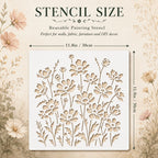 1pc Large Reusable Wildflower Stencil with Multi-Size Wildflower Pattern
