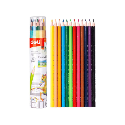 Deli Wood Color Box, 12 Long Color Set, Multicolor, EC 112-12