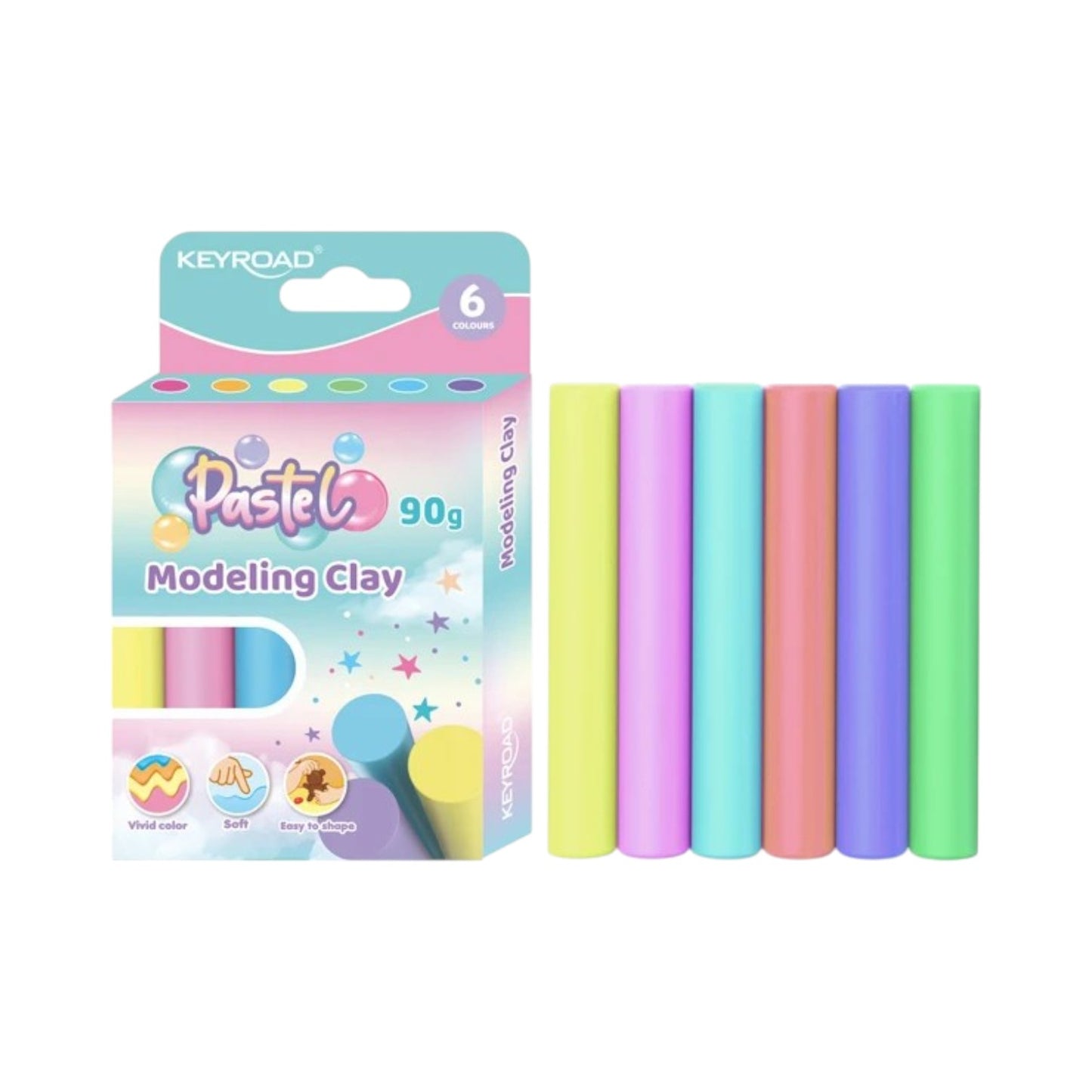 Keyroad modeling clay 6 pieces pack pastel colors 90g model KR972430