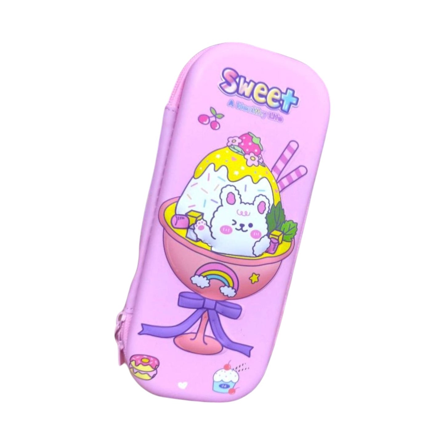 Printed Plastic Pencil case With Pen holder With Metal zipper