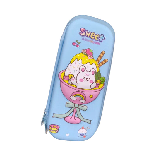 Printed Plastic Pencil case With Pen holder With Metal zipper