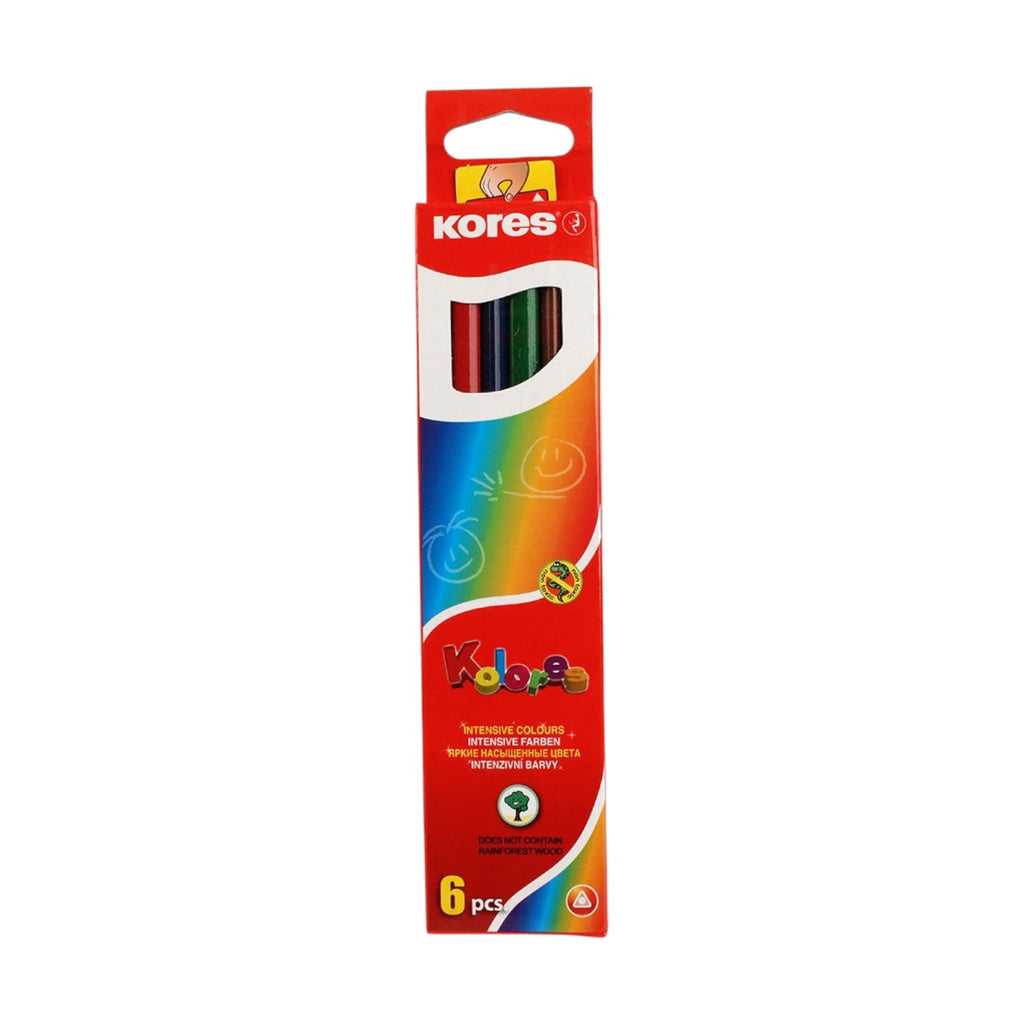 Wooden Pencils, triangle, Set of 6 Colors, Kores No. 93306