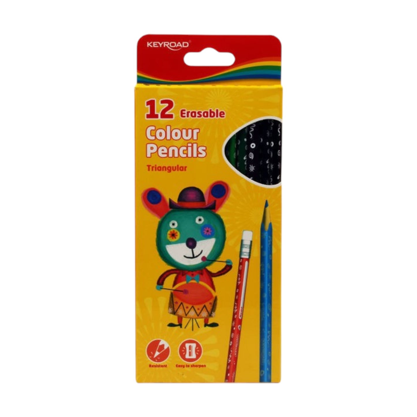 Wooden Pencils 12 Pencils with Eraser Medical Triangle 12 color Keyroad KR971453