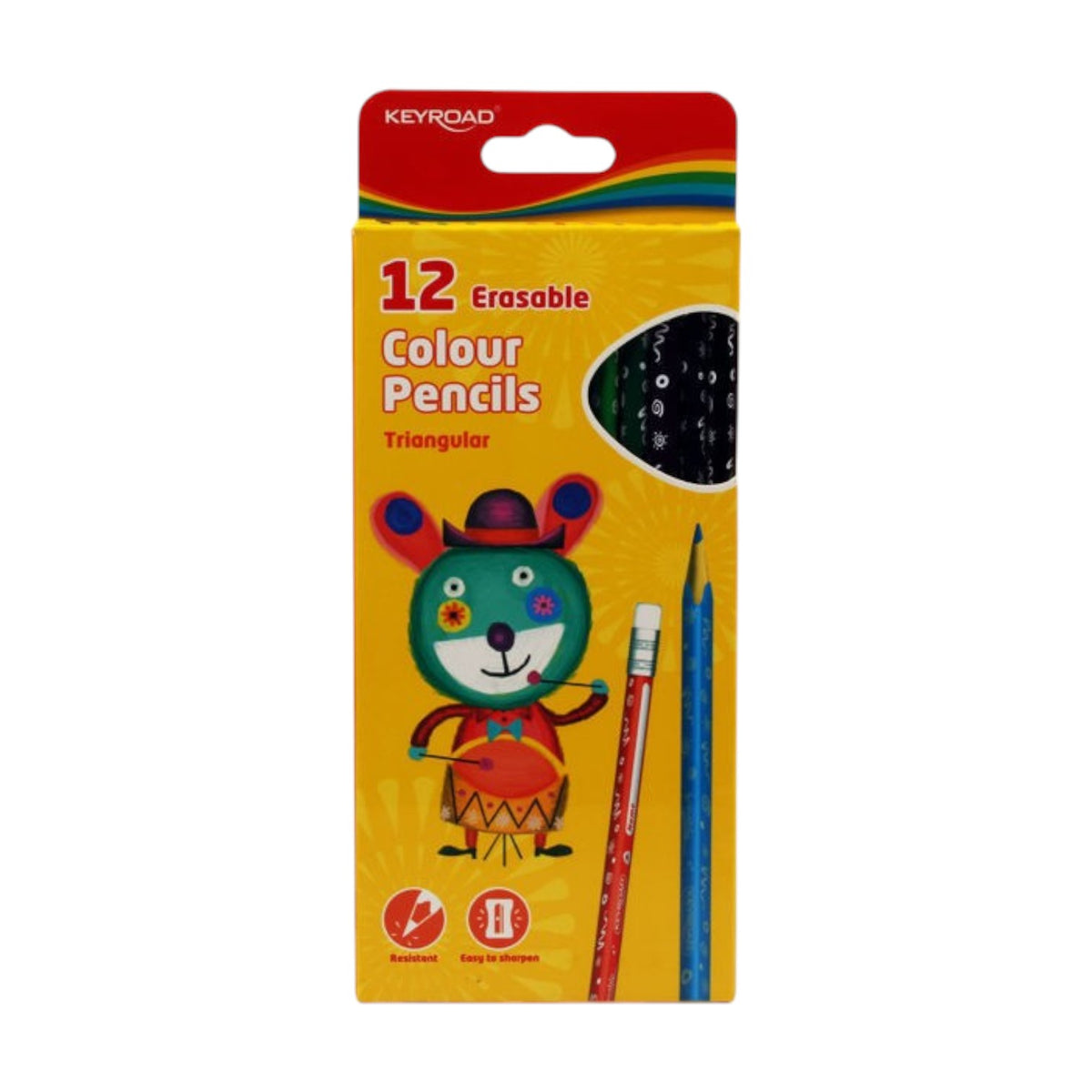 Wooden Pencils 12 Pencils with Eraser Medical Triangle 12 color Keyroad KR971453