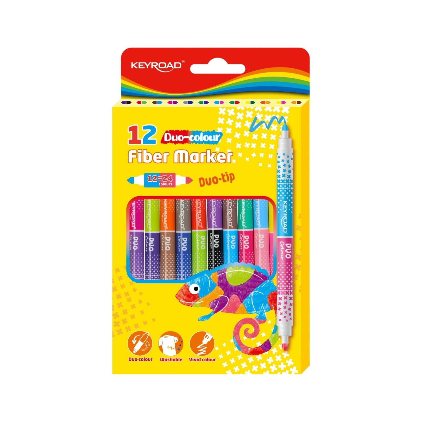 Keyroad Double-Tip Markers - 12 Pens, 24 Colors - Model KR972435