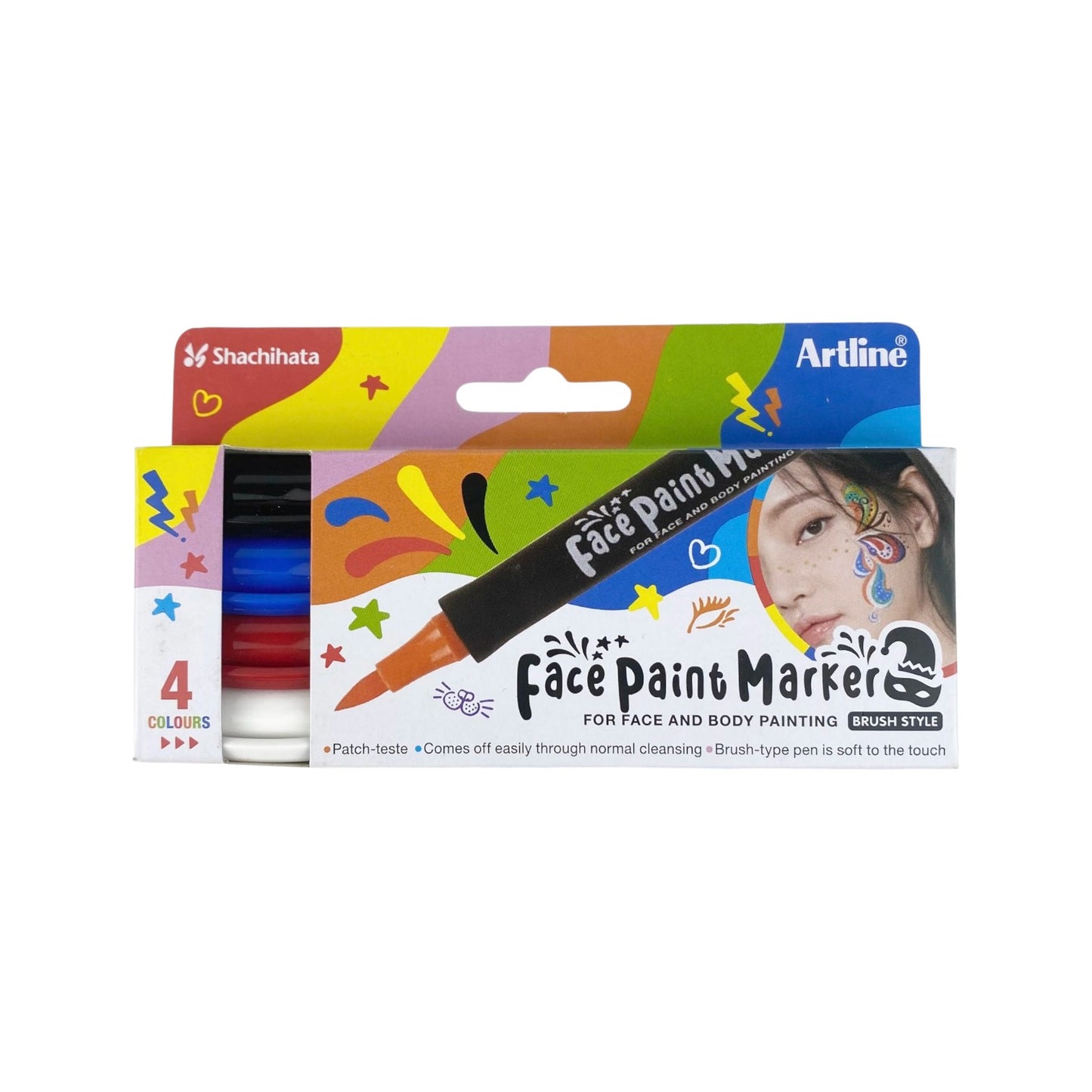 4 Color Face; Body Pen (Black, Blue, Red , White)