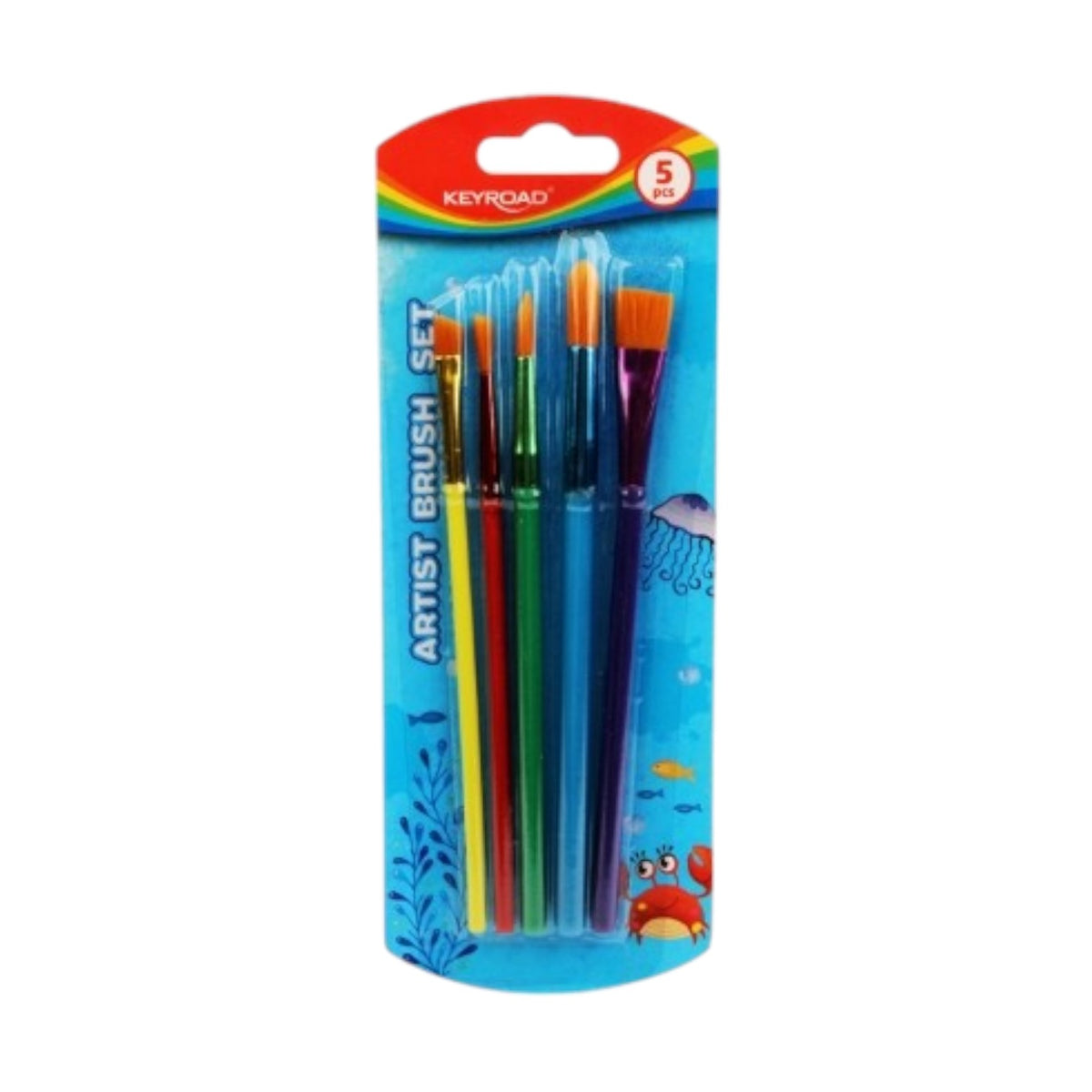 Keyroad Paint Brush Set, Card, 5 Pieces, Sizes (10, 8, 4, 2)