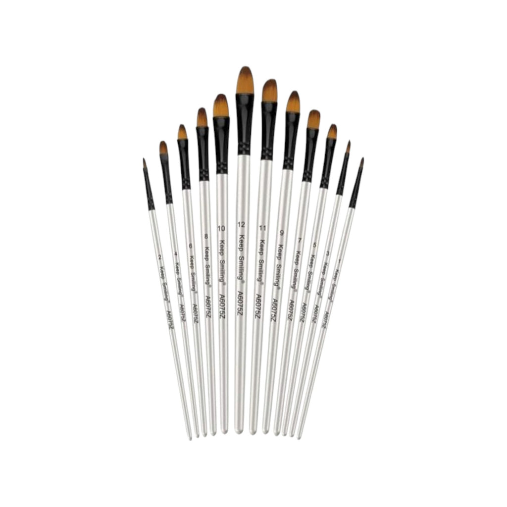 Keep Smiling Set of 12 Brush Long Handel Fiber Brush - No:A6075Z