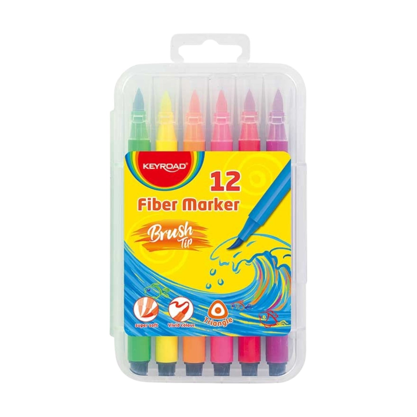 Keyroad Fiber Marker brush Tip 12 Pc 1Box