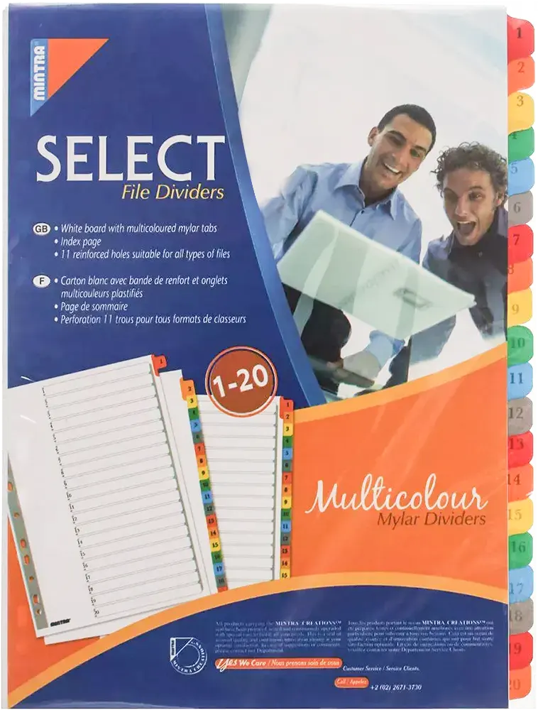 Mylar Dividers with Cardboard Tongue Plastic 1:6 Colors – Mintra