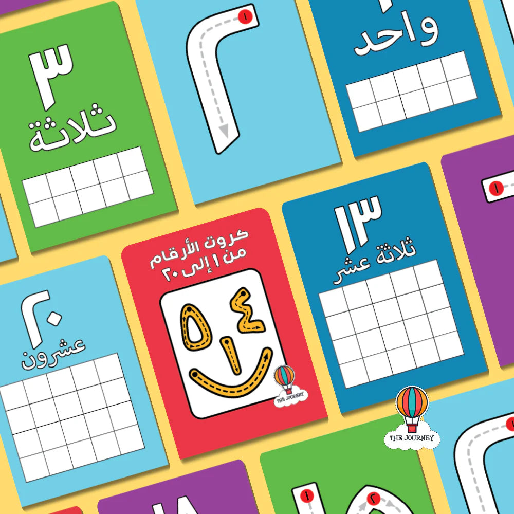 Arabic 1 to 20 Numbers Cards كروت الأرقام من 1 لـ20