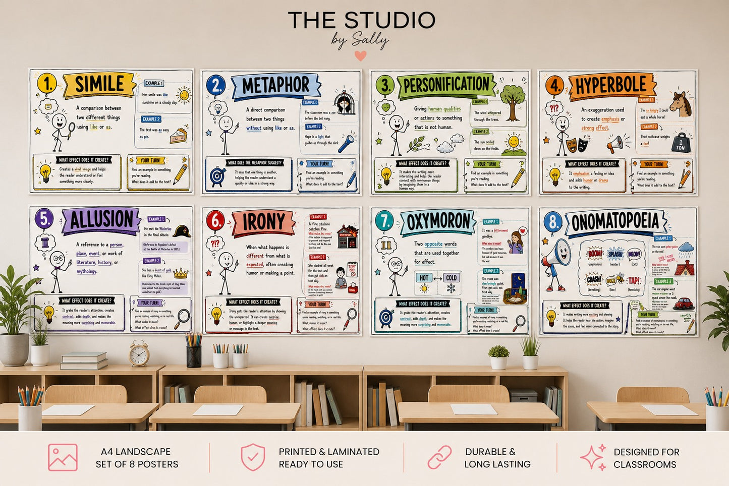 Figurative Language Posters – A4 Landscape | Set of 8