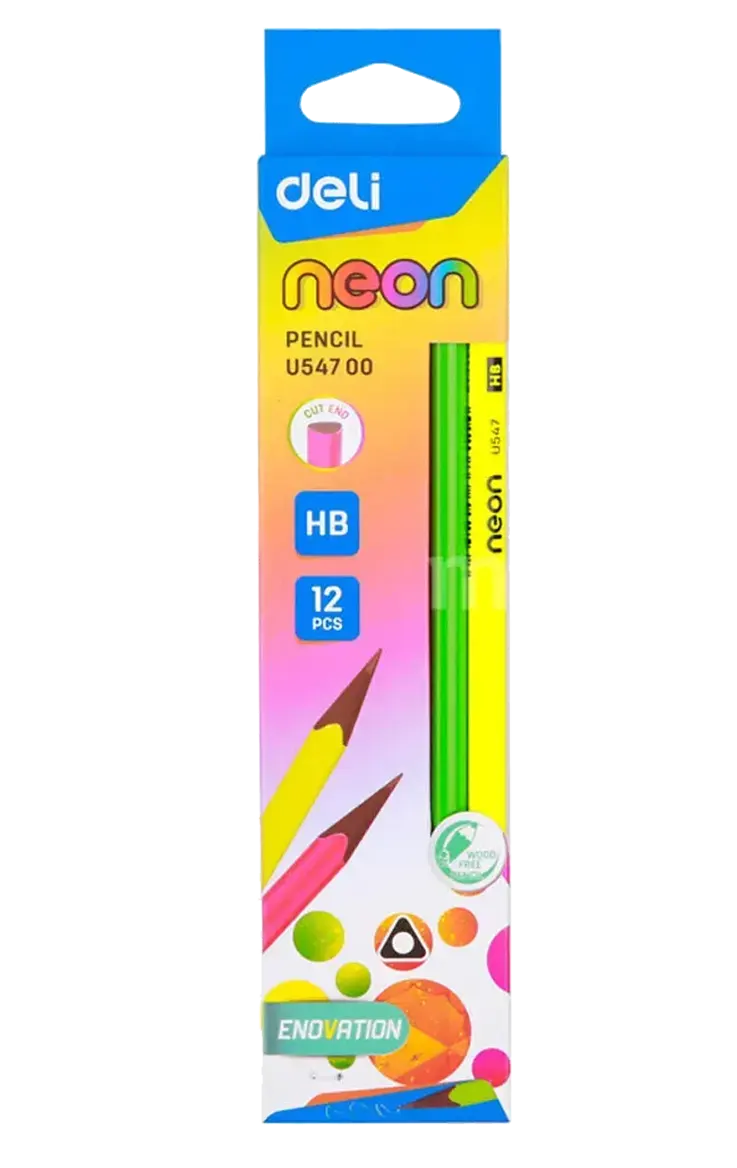 Deli 12 Pieces Triangle HB Pencil Set, Colors