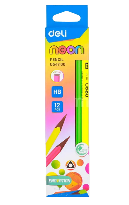 Deli 12 Pieces Triangle HB Pencil Set, Colors