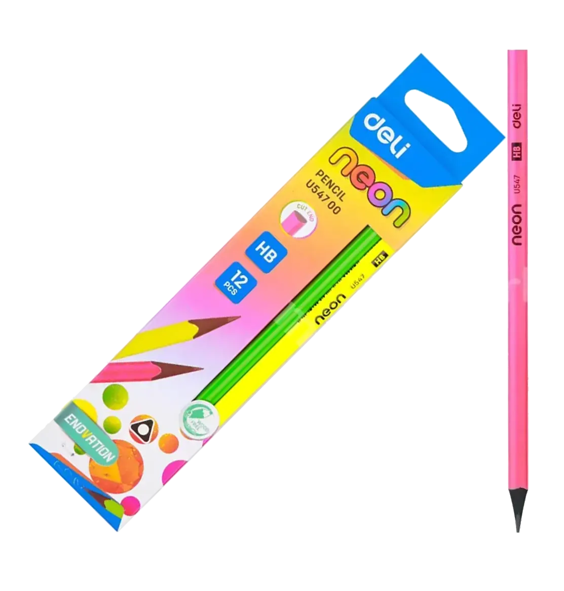 Deli 12 Pieces Triangle HB Pencil Set, Colors