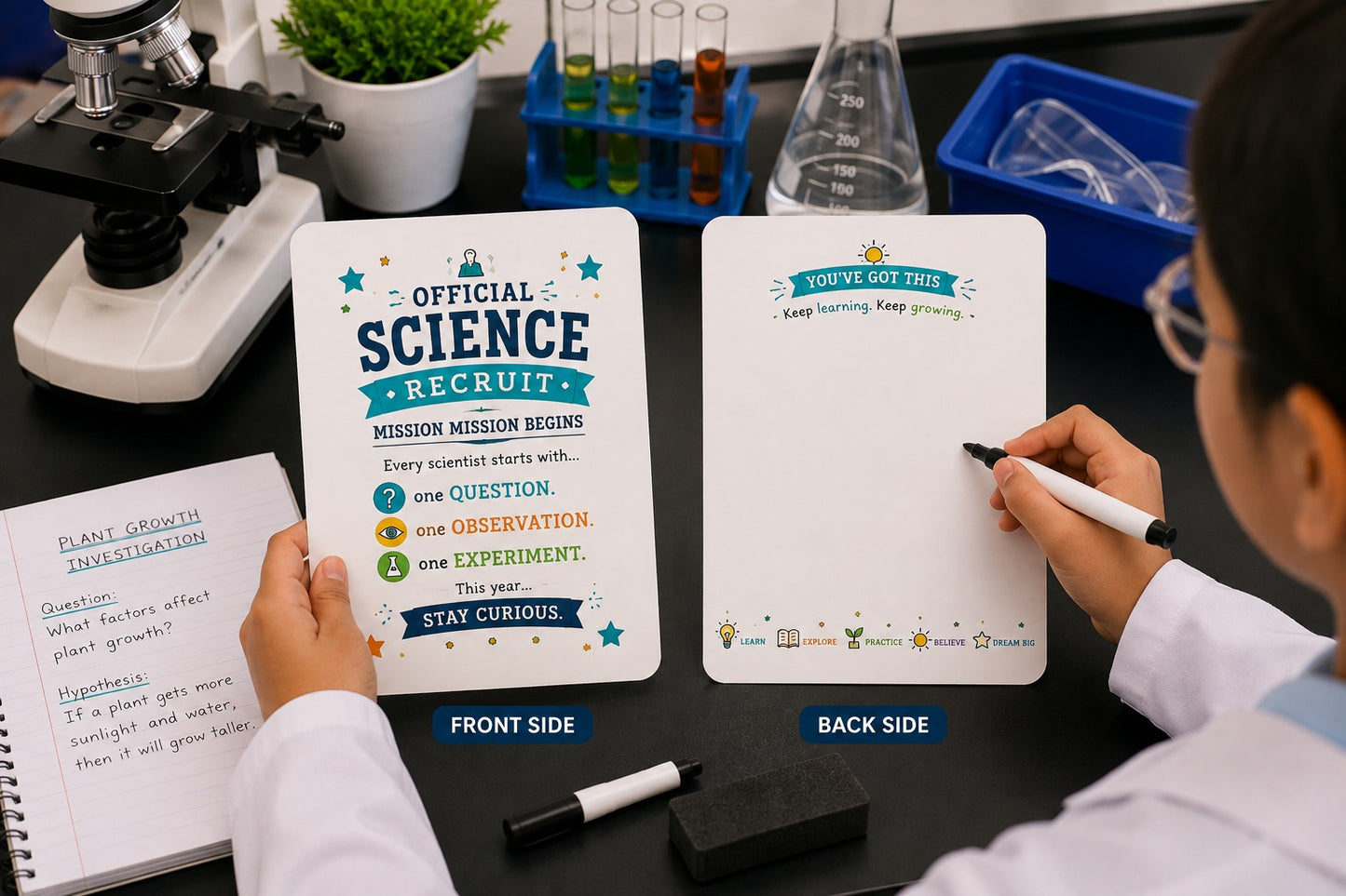 Official Science Recruit Dry-Erase Response Board | Laminated Student Gift | Pack of 15