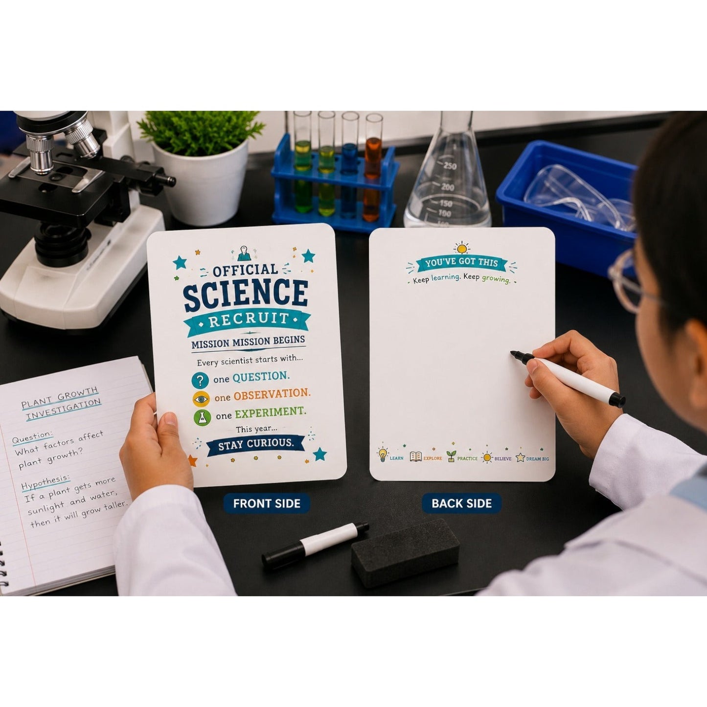 Official Science Recruit Dry-Erase Response Board | Laminated Student Gift | Pack of 15